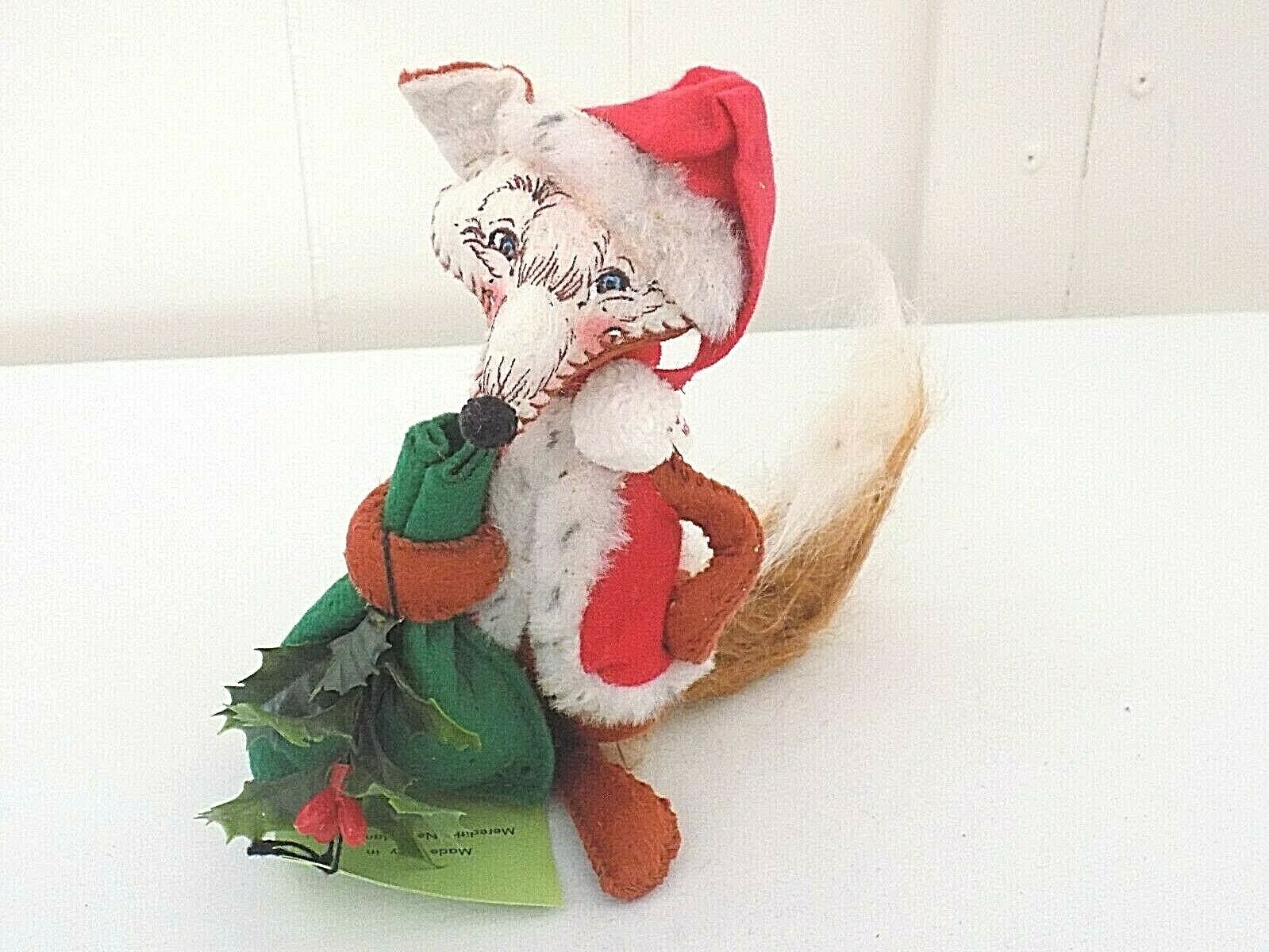 Vintage 1981 Annalee Mobilitee Christmas Fox Santa Claus Felt Doll