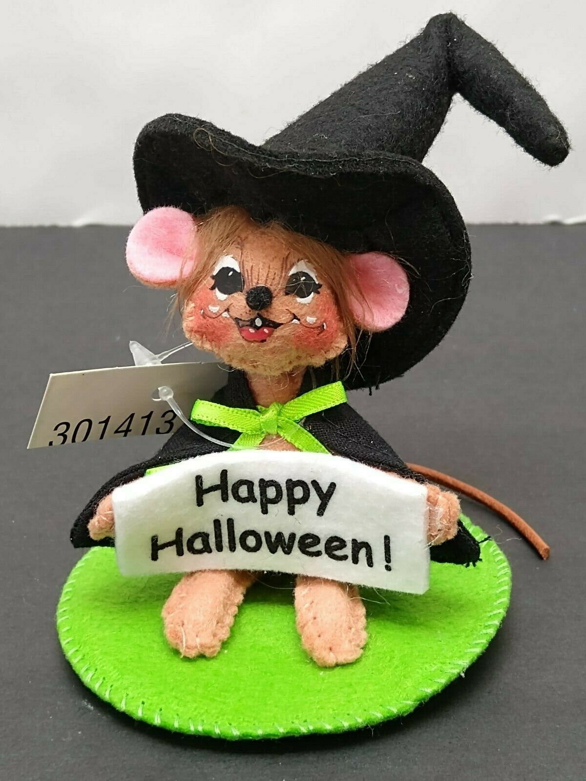 Annalee Happy Halloween 3" Mouse 301413 Vgc W/hat Sign & Partial Tag